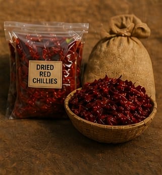 Dried chillies packed neatly in export-ready bags
